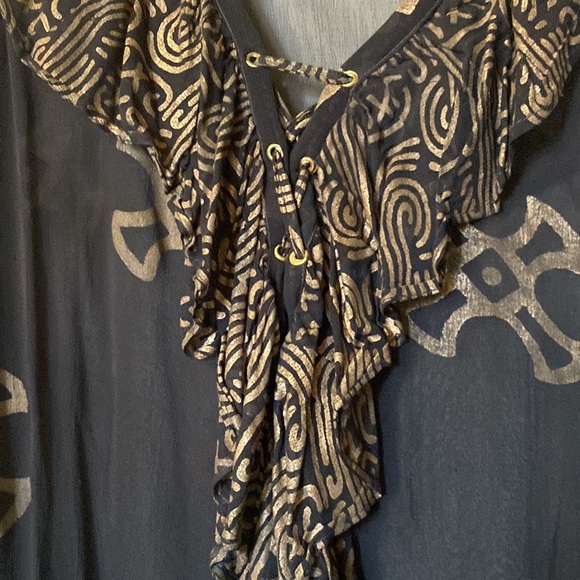 Very unique vintage 80’s sheer black and gold top - Picture 4 of 7